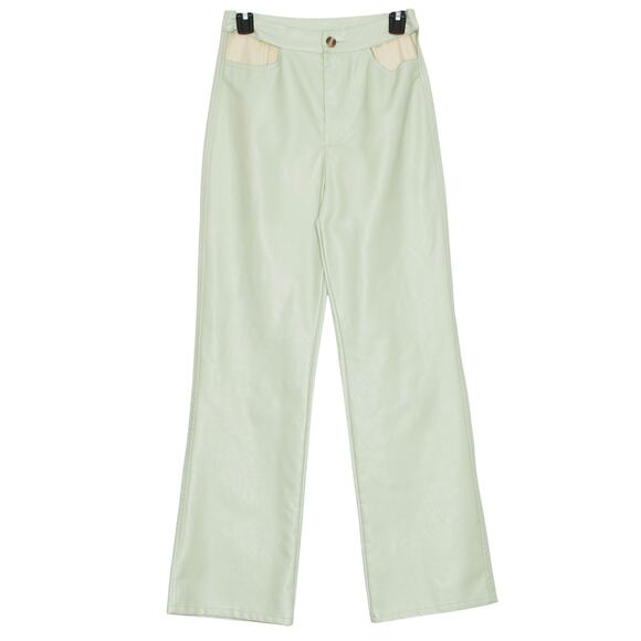 Bailey Rose Pants Faux Leather Y2K Streetwear Minimalist Retro 90s Green Small - Picture 1 of 9